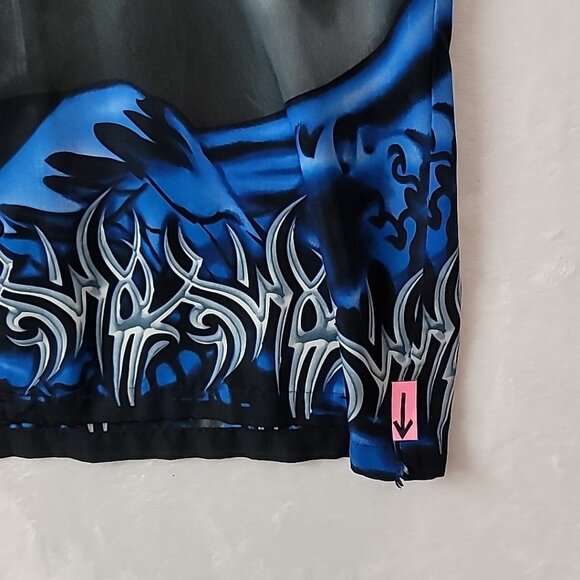 C-Two Mens XXL Hawaiian Shirt Black Gray Blue Wave Graphic Graffiti Design - Picture 11 of 14